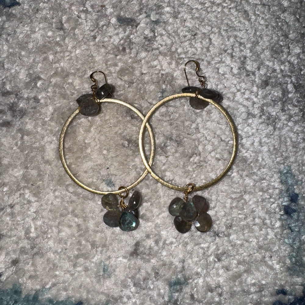 Elegant Gold Hoop Earrings with Stone Accents